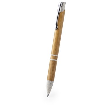 Bambusowy długopis, elementy ze słomy pszenicznej, metalowy klip