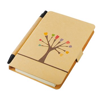 Notes 80x140/50k gładki Tree z długopisem, beżowy